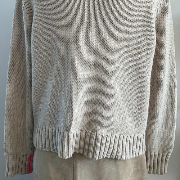 LISA TODD Pale Café-au-Lait Cotton-Blend Heart Intarsia Crewneck Sweater - US S - Picture 9 of 12